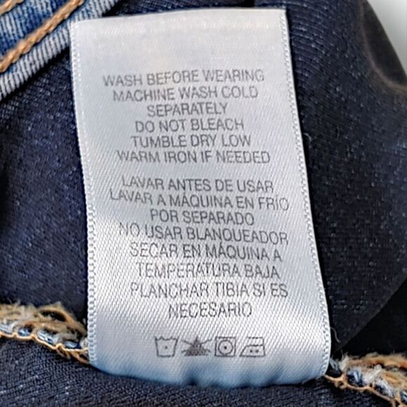 Laura Scott Blue Stretch Denim Button Up Distressed Jean Jacket Womens Small - Picture 9 of 10